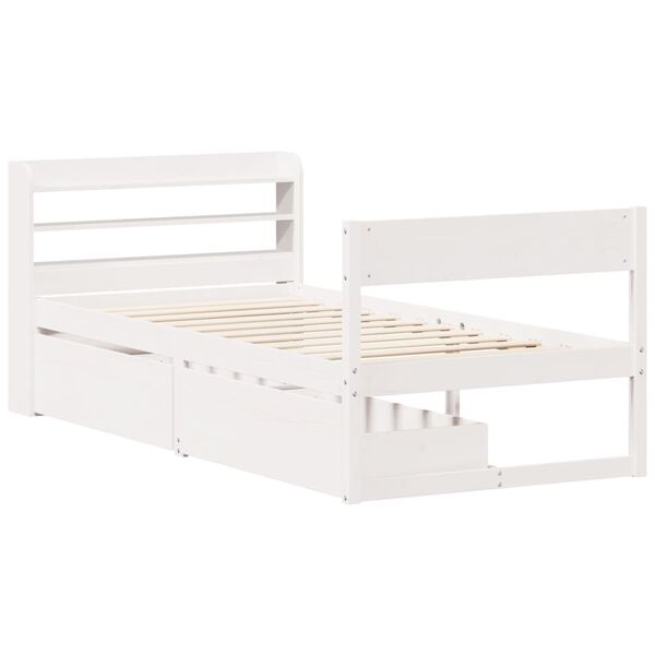 vidaXL Cadre de lit sans matelas blanc 90x190 cm bois de pin massif