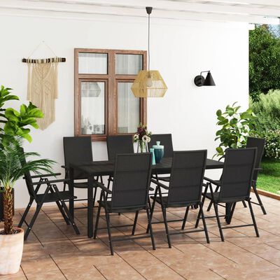 vidaXL Ensemble à manger de jardin 9 pcs noir