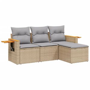 vidaXL Salon de jardin avec coussins 4 pcs beige r&eacute;sine tress&eacute;e