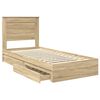 vidaXL Lit de Rangement Ch&ecirc;ne Sonoma 90 x 190 cm Bois d'ing&eacute;nierie