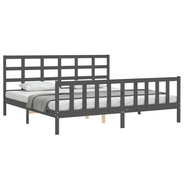 vidaXL Cadre de lit sans matelas gris 200x200 cm bois massif de pin