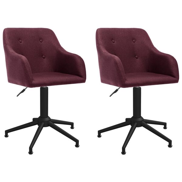 vidaXL Chaises &agrave; manger pivotantes lot de 2 violet tissu