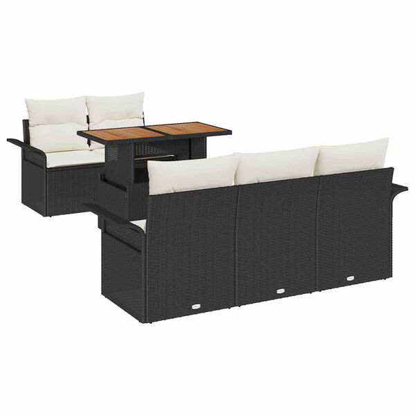 vidaXL Ensemble de canap&eacute; de jardin 6 pcs Noir Poly rotin