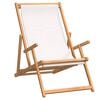 vidaXL Chaise pliante en bois massif teck couleur cr&egrave;me