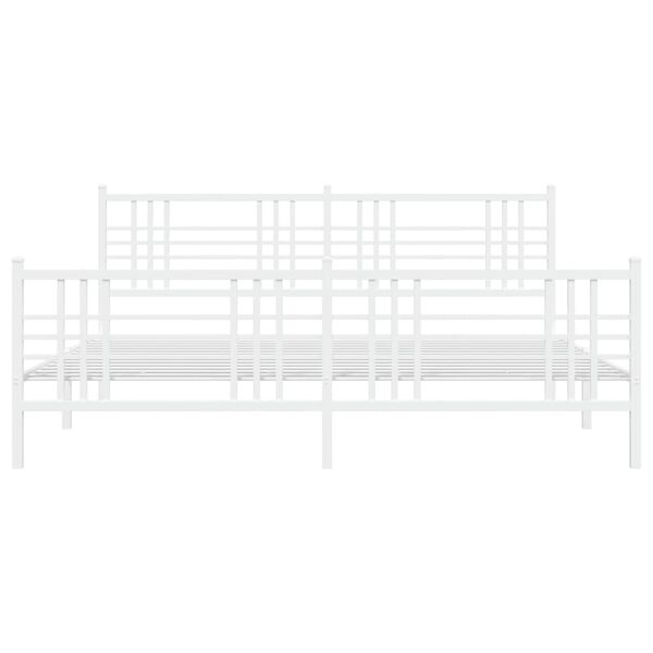 vidaXL Cadre de lit m&eacute;tal sans matelas et pied de lit blanc 200x200 cm