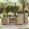 vidaXL Ensemble de salle &agrave; manger pour jardin 5 pcs Beige polyrotin