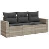 vidaXL Salon de jardin avec coussins 3 pcs gris clair r&eacute;sine tress&eacute;e