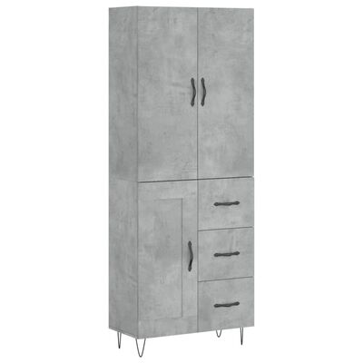 vidaXL Buffet haut Gris béton 69,5x34x180 cm Bois d'ingénierie