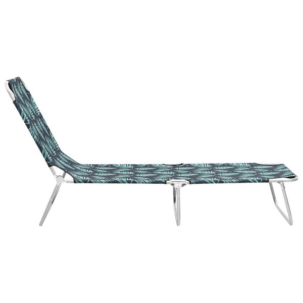 vidaXL Chaise longue pliable acier et tissu motif de feuilles