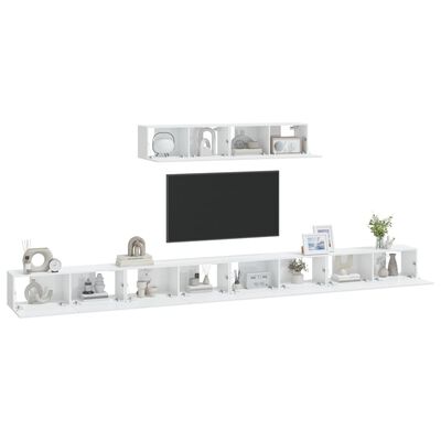 vidaXL Ensemble de meubles TV 6 pcs Blanc brillant Bois d'ingénierie