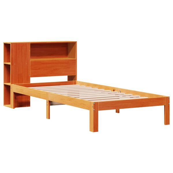 vidaXL Lit biblioth&egrave;que sans matelas cire marron 100x200 cm pin massif