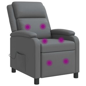 vidaXL Fauteuil de massage inclinable Gris Simili cuir