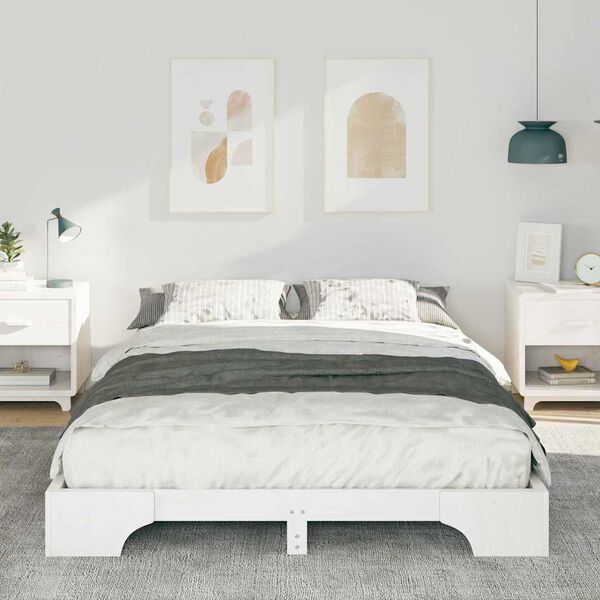 vidaXL Cadre de lit Blanc 140 x 220 cm Pin massif