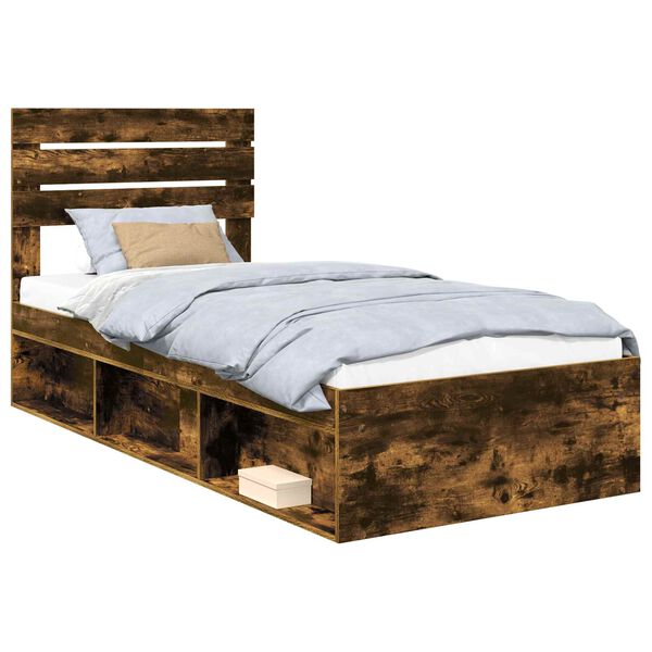 vidaXL Cadre de lit Ch&ecirc;ne fum&eacute; 100 x 200 cm Pin massif