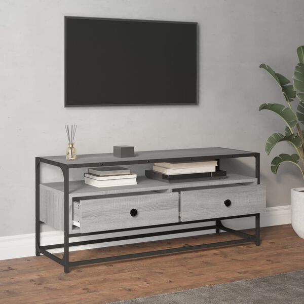 vidaXL Meuble TV sonoma gris 100x35x45 cm bois d'ing&eacute;nierie