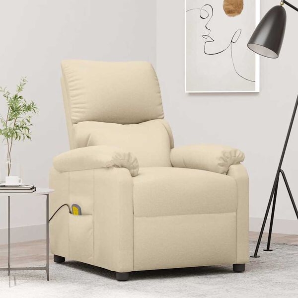 vidaXL Fauteuil de massage Crème Tissu