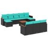 vidaXL Ensemble de canap&eacute; de jardin 11 pcs avec coussins noir r&eacute;sine tress&eacute;e