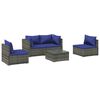 vidaXL Salon de jardin 5 pcs avec coussins r&eacute;sine tress&eacute;e gris