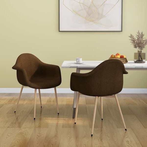 vidaXL Chaises &agrave; manger lot de 2 marron fonc&eacute; tissu