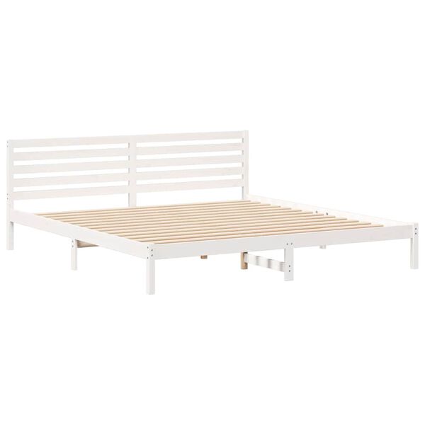 vidaXL Cadre de lit avec t&ecirc;te de lit Blanc 200 x 220 cm Pin massif