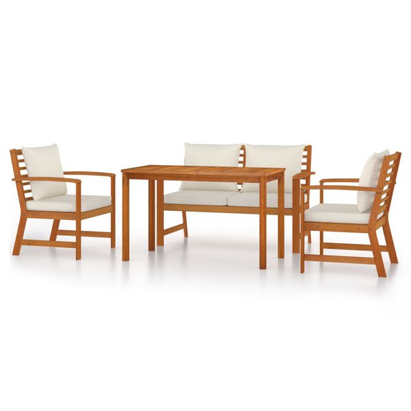 vidaXL Ensemble &agrave; manger de jardin 4 pcs coussins Bois acacia