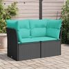 vidaXL Canap&eacute; de jardin avec coussins 2 places noir r&eacute;sine tress&eacute;e