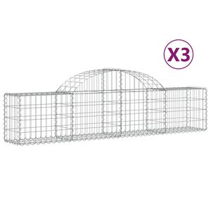 vidaXL Paniers &agrave; gabions arqu&eacute;s 3 pcs 200x30x40/60 cm Fer galvanis&eacute;