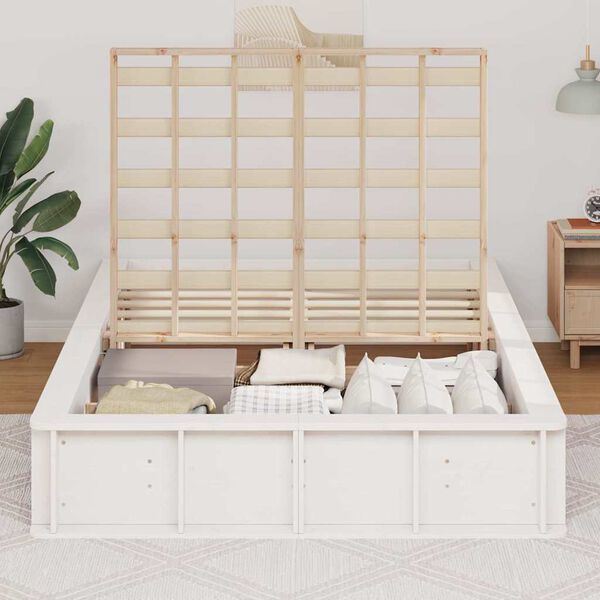 vidaXL Cadre de lit Blanc 140 x 190 cm Bois de pin massif