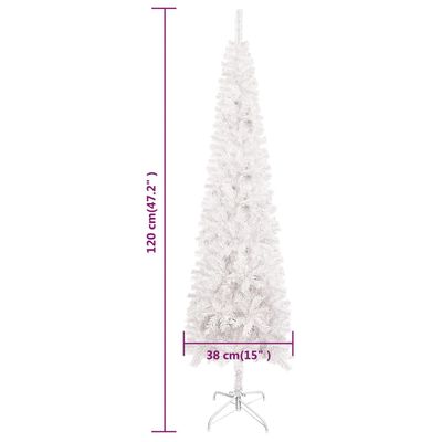 vidaXL Arbre de Noël mince pré-éclairé et boules Blanc 120 cm