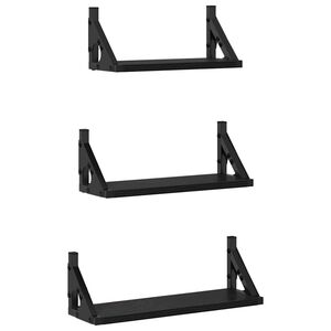 vidaXL &Eacute;tag&egrave;re Murale Montage mural 3 pc Ch&ecirc;ne noir 37 x 12 x 13 cm