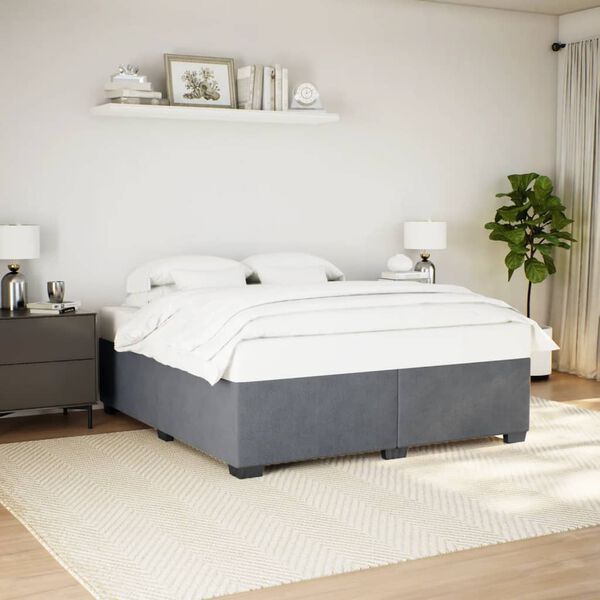 vidaXL Cadre de lit sans matelas gris fonc&eacute; 180x200 cm velours
