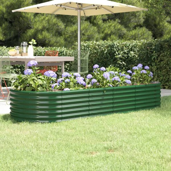 vidaXL Lit sur&eacute;lev&eacute; de jardin Acier galvanis&eacute; 224x80x36 cm Vert
