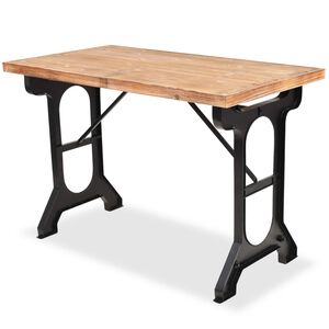 vidaXL Table &agrave; manger dessus en bois de sapin massif 122x65x82 cm