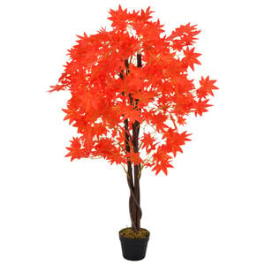 vidaXL Plante artificielle d'&eacute;rable avec pot Rouge 120 cm