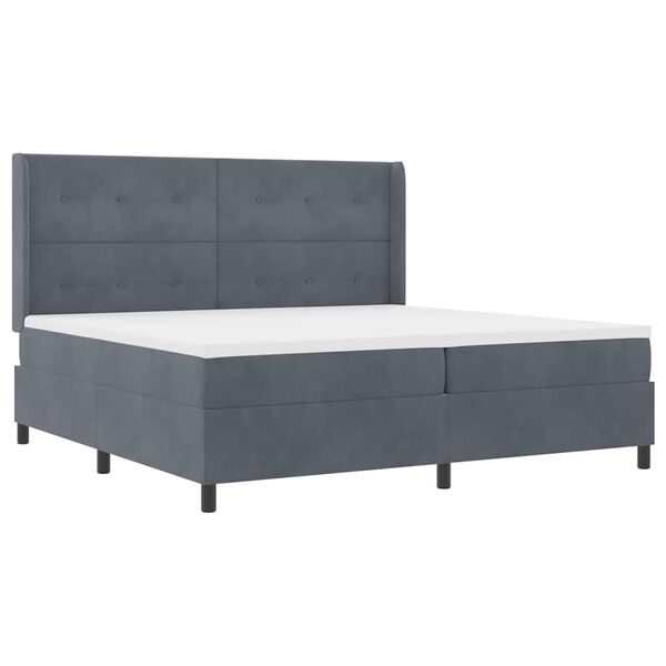 vidaXL Lit &agrave; ressorts avec matelas Gris fonc&eacute; 200 x 200 cm Velours