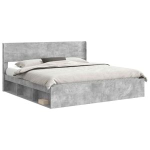 vidaXL Cadre de lit avec rangement et t&ecirc;te de lit Gris b&eacute;ton