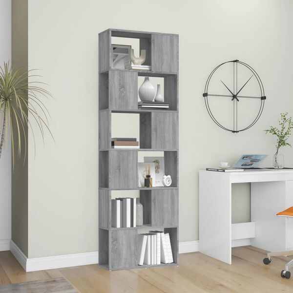 vidaXL Biblioth&egrave;que/S&eacute;parateur de pi&egrave;ce Sonoma gris 60x24x186 cm