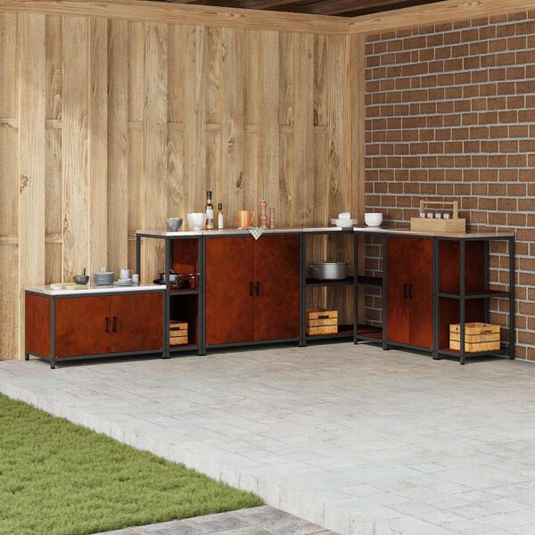 vidaXL Rangement de cuisine avec &eacute;tag&egrave;re Rouill&eacute; 60 x 50 x 92 cm Acier