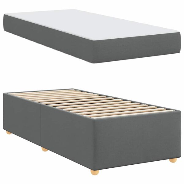 vidaXL Cadre de lit avec matelas Gris fonc&eacute; 100 x 200 cm tissu