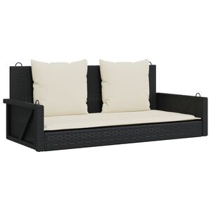 vidaXL Banc &agrave; bascule avec coussins Noir 119 x 56 x 48 cm R&eacute;sine tress&eacute;e