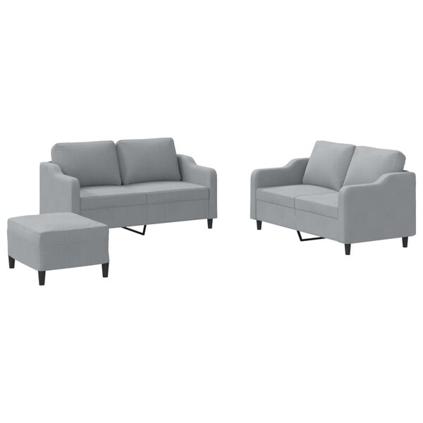 vidaXL Ensemble de canap&eacute;s 3 pcs avec coussins Gris clair Tissu