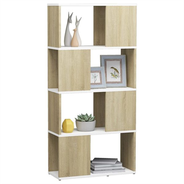 vidaXL Biblioth&egrave;que/S&eacute;parateur de pi&egrave;ce Blanc et ch&ecirc;ne 60x24x124,5 cm