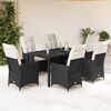 vidaXL Ensemble &agrave; manger de jardin coussins 7pcs Noir R&eacute;sine tress&eacute;e