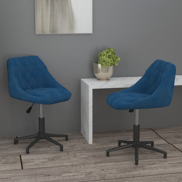 vidaXL Chaises pivotantes &agrave; manger lot de 2 bleu velours