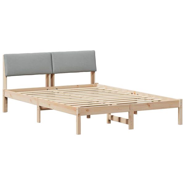 vidaXL Cadre de lit avec t&ecirc;te de lit Marron et gris clair 140 x 190 cm