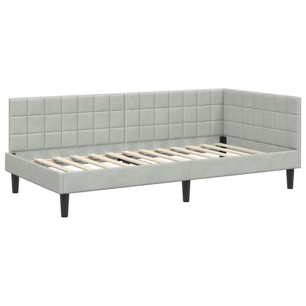 vidaXL Cadre de lit d'angle Gris clair 90 cm x 190 cm Velours
