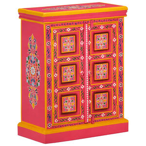vidaXL Buffet Bois massif de manguier Peinture rose &agrave; la main