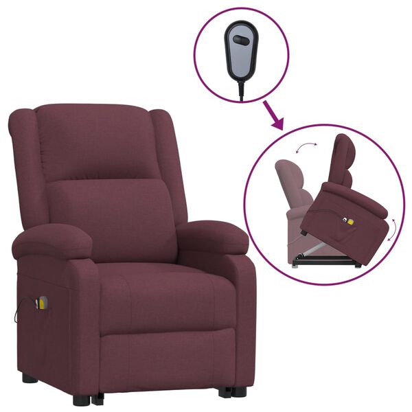vidaXL Fauteuil de massage Violet Tissu