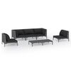 vidaXL Salon de jardin 6 pcs avec coussins R&eacute;sine tress&eacute;e Gris fonc&eacute;