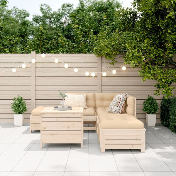 vidaXL Salon de jardin 6 pcs bois de pin massif